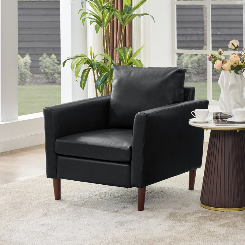 Fauteuil d'appoint en similicuir Bobur, Noir