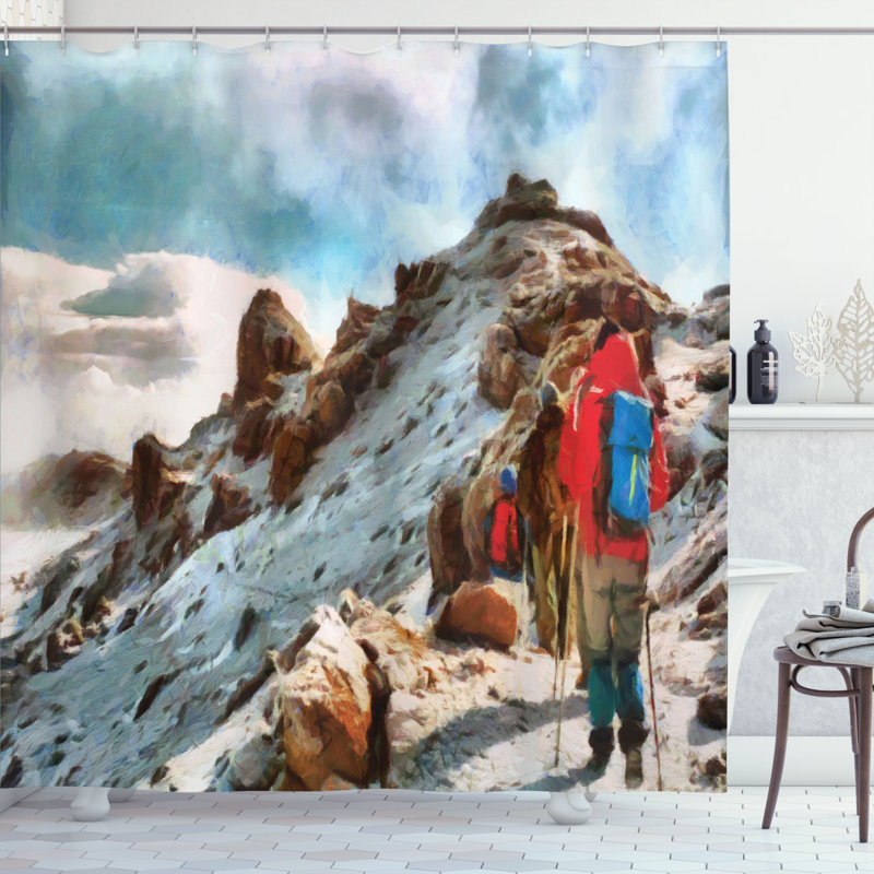 Dakota Fields Mountain Shower Curtain Trekkers, 70''H x 69''W