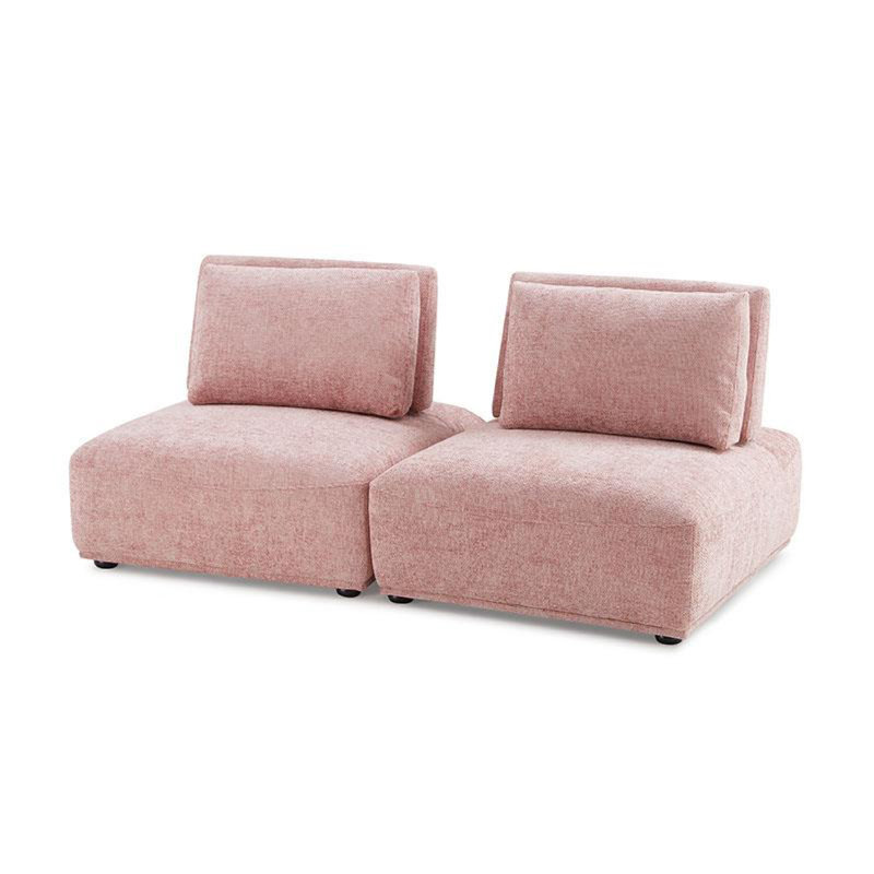 Canapé modulaire 2 places Stavan, Boucle rose, dossier réglable, 73 pouces, Bouclé rose