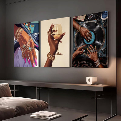 «Black Woman», ensemble d'art sur 3, femmes afro-américaines à la mode, décoration murale, fille noire, chanteuse, affiche sur toile, images esthétiques pour chambre à coucher, salon, encadré 16 po x 24 po