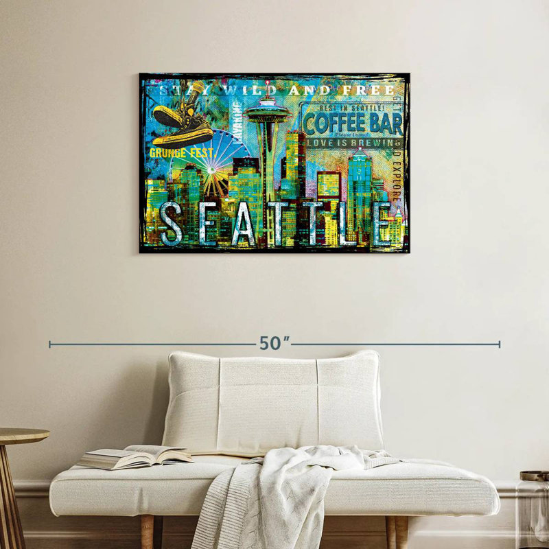Kavia Seattle Stay Wild And Free Grunge, H 24 po x l 36 po