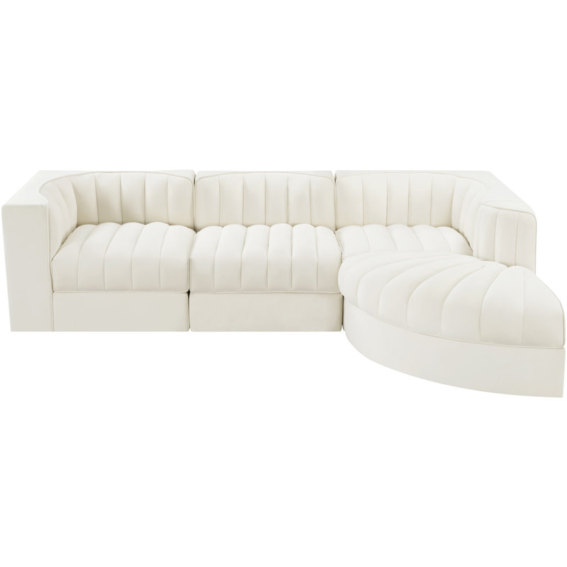 Tissu 4 pièces Demars Velvet Performance Canapé modulaire modulaire, Velours crème