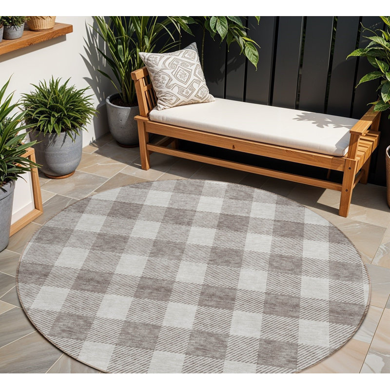 Tapis d'intérieur rond lavable taupe et gris 8 pi HomeRoots