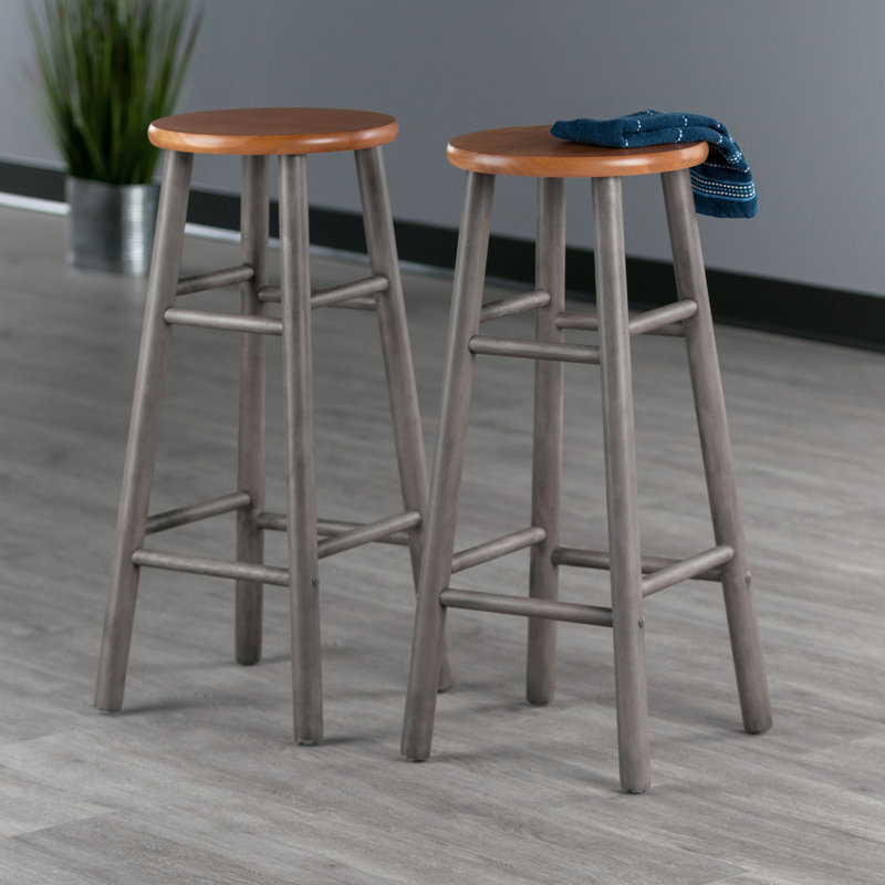 Tabourets de comptoir 2 pièces Cherlin, Tabouret de bar (siège d'une hauteur de 29 po), Gris huître / brun