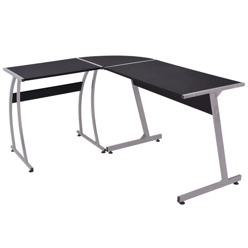 Corner Desk L-Shaped Computer Desk Home Office Workstation Writing Desk, Black/Gray