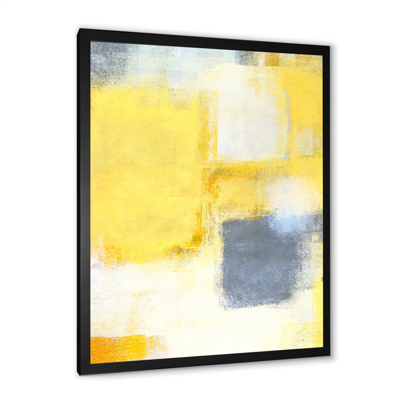 Art moderne gris et bleu II 2FDP47771, Toile avec cadre noir, H 20 po x l 12 po x P 1 po