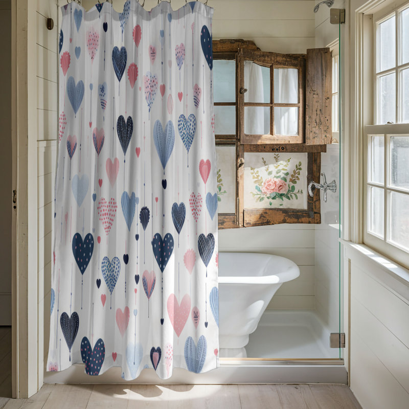 Heart Art - Rideau de douche Premium, H 74 po x l 71 po