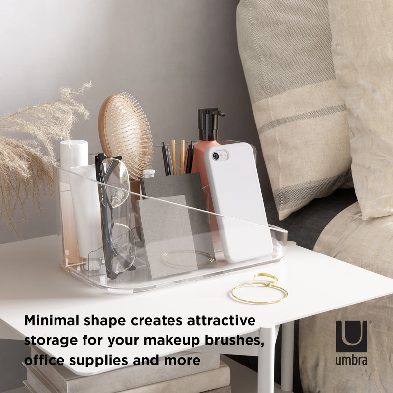Clear Rectangular Acrylic Makeup Organizer with Compartments