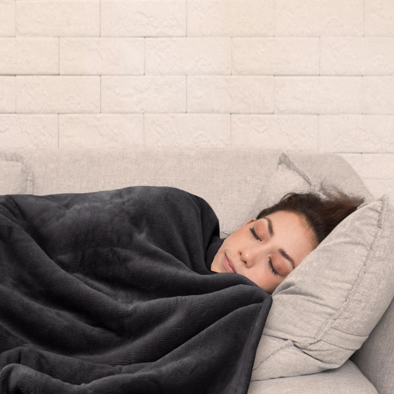 SEALY Flannel Heated Blanket, Queen, Gray