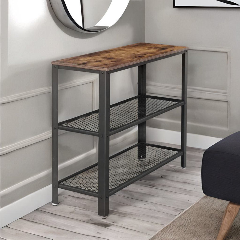 Angellea 101.5cm 3 Tier Console Table For Hallway Rustic Brown