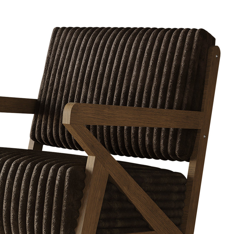Fauteuil d'appoint en velours, Brun, Noyer