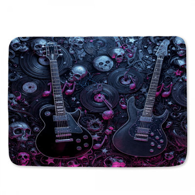 Tapis de bain Guitares électriques avec crânes