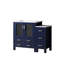 42 po Large meuble-lavabo simple bleu marine, armoire latérale incluse, plateau en céramique blanche, structure en bois massif, tiroirs à fermeture en douceur, un pour le rangement, robinet de comptoir pré-percé pour meuble-lavabo Scratch et Stain-130836798