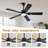 52 inch Black Ceiling Fans with Led Lights and Remote/app Control, 3CCT Dimmable, Reversible DC Motor, Noiseless, 5 Double-sided Ceiling Fan for Bedroom, Indoor/Covered Outdoor Use-117580824-117580823