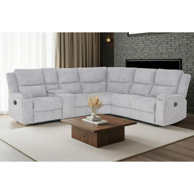 Canapé modulaire inclinable manuel Maybank gris avec porte-gobelets