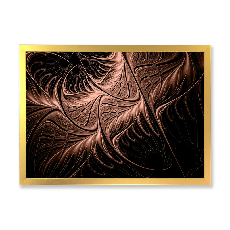 Éclairage abstrait couleur dynamique - allumé, H 24 po x l 36 po x P 1 po, Cadre d'angle fermé doré