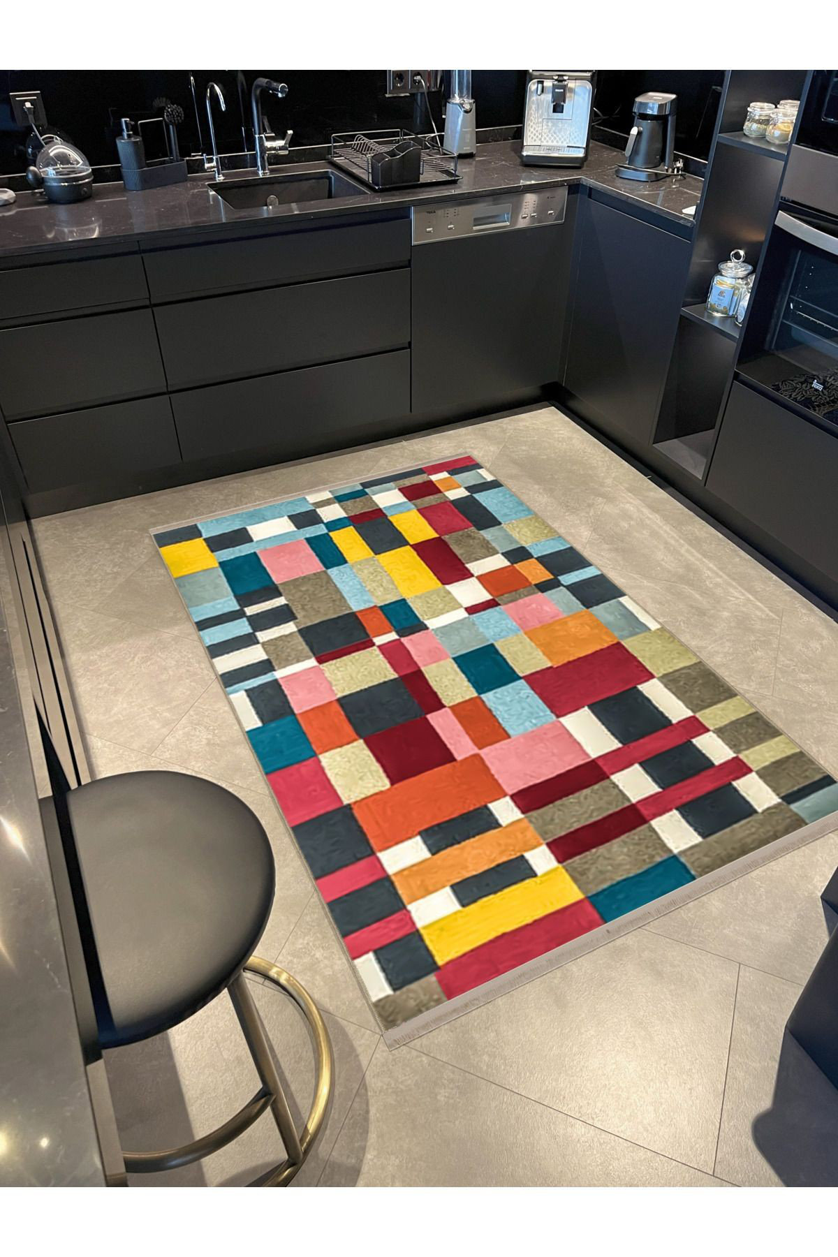 Multicolor Geometric Rug Hokku Designs Multi Color Mixed Abstract Geometric Pattern Fringed ...