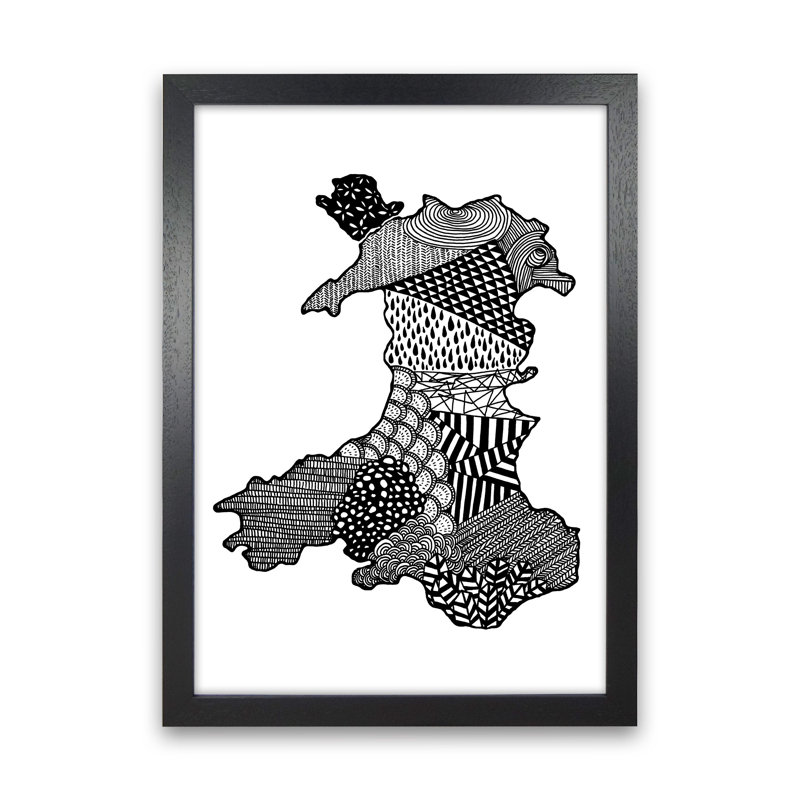 Wales 1 Piece Wall Art, 63cm H x 46cm W x 3cm D, Black Framed