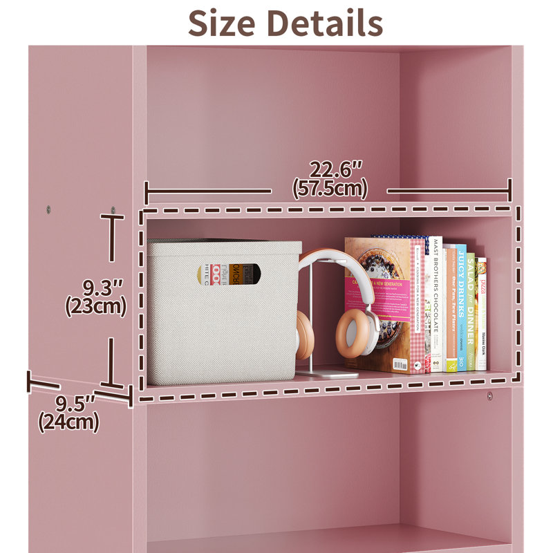 47.2 cm H x 24.4 cm W Bookcase, Pink