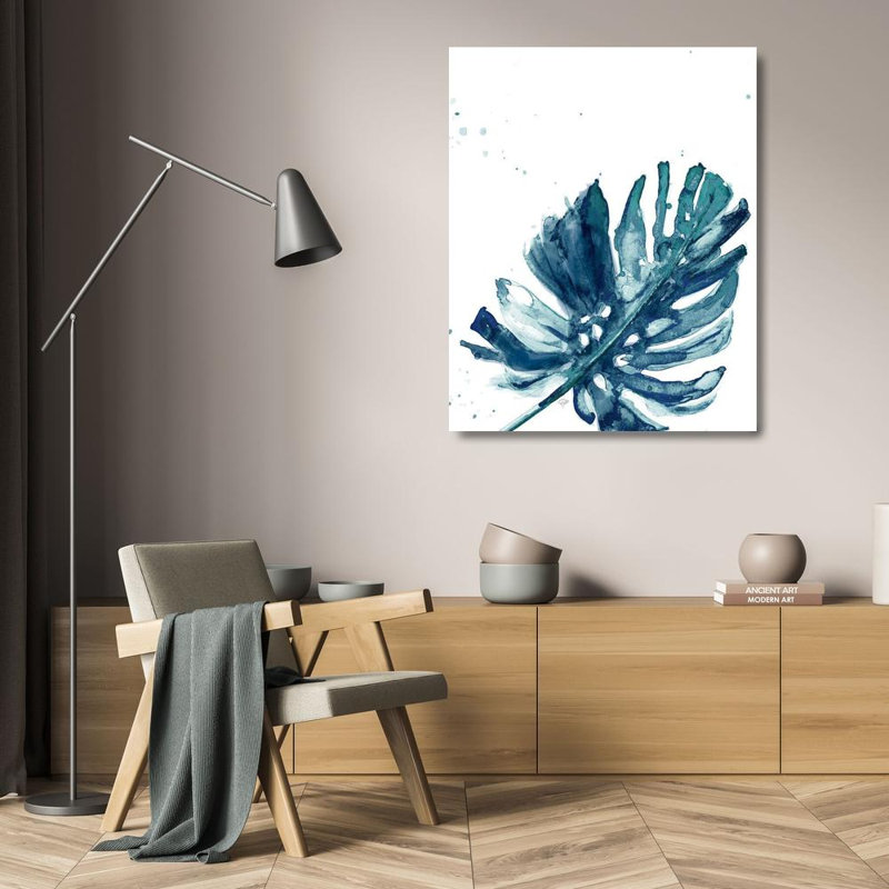 «Red Barrel Studio® Pinto, Patricia», reproduction d'art sur toile tendue: Teal Palm Frond I, H 24 po x l 20 po