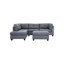 Ensemble de canapé modulaire en L 3 pièces avec méridienne réversible et repose-pieds, tissu gris-bleu clair