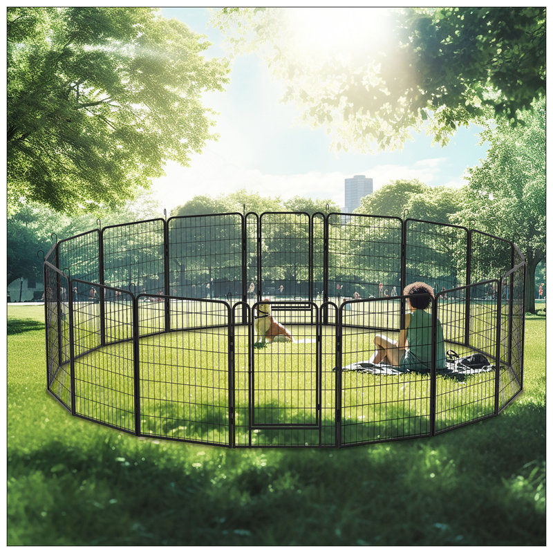12 parcs en métal robustes avec porte, enclos pour chien pour l'extérieur, H 39,37 po x l 108,27 po x P 108,27 po