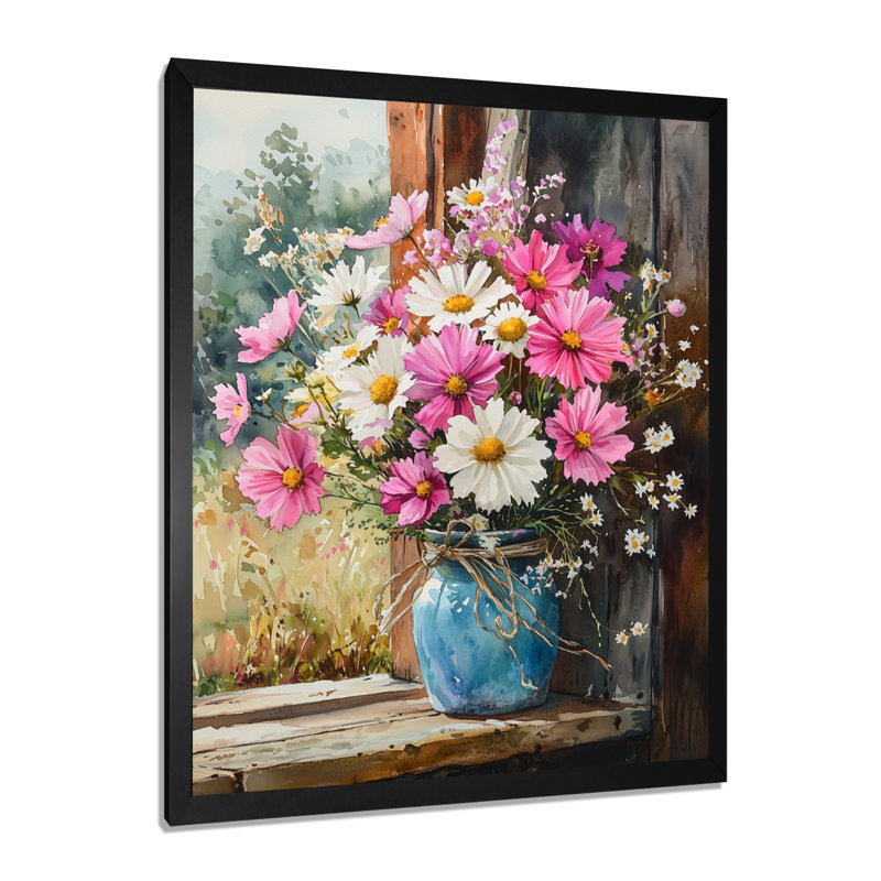 Samuel - salon d'art mural floral, Noir, noir, noir, noir, H 20 po x l 12 po, Reproduction encadrée d'une seule photo