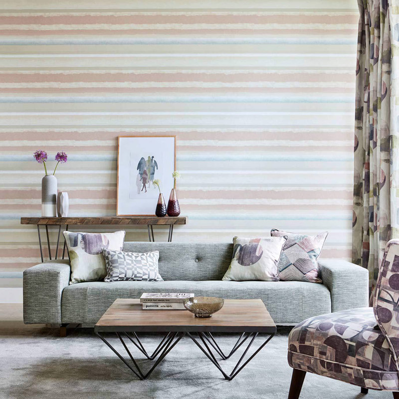 Rene 10.05m x 52cm Emerald/Ochre Wallpaper Roll, Blush/Steel