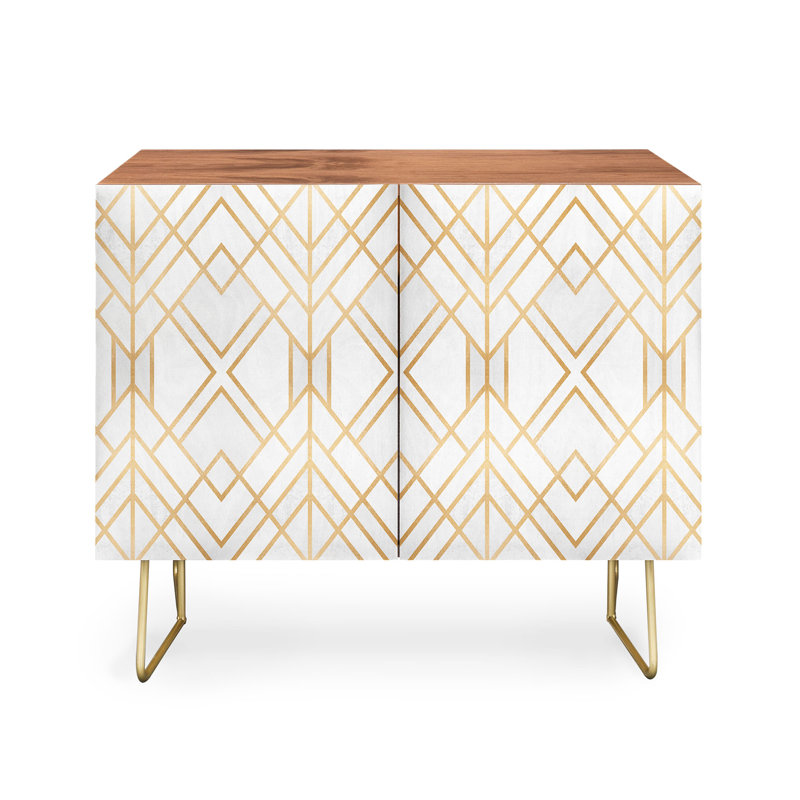 Dorado Golden Geo 2 Door Credenza Cabinet, Brown