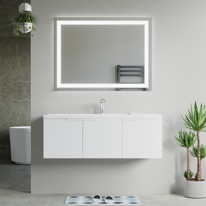 48" Single Vanity Set, Base, Ceramic Top, White