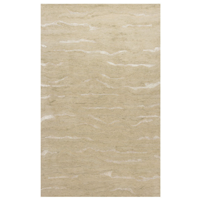 Tapis beige en laine touffeté à motif abstrait Broden, Rectangle 5 pi x 7 pi
