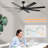 72 Inch Ceiling Fans No Light With Remote Control, 8 Reversible Blade, Quiet Dc Motor, Timer Function, 6-Speed, Industrial Ceiling Fan For Bedroom Home Kitchen (Black)