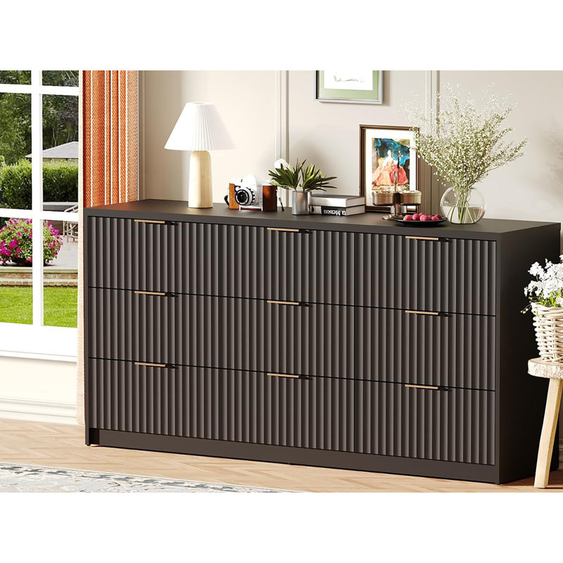 160 cm W Chest of 9 Drawers, Black
