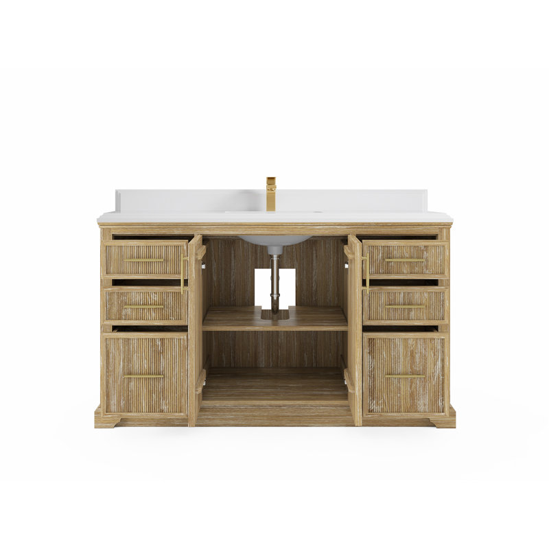 Ensemble de meuble-lavabo simple 60 po Brecht, Quartz blanc