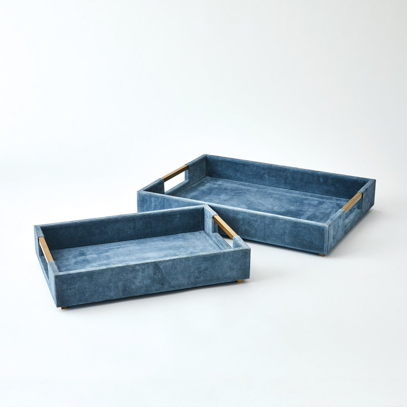 Decorative Tray, 22"Wx16.5"Dx3.75"H, Blue
