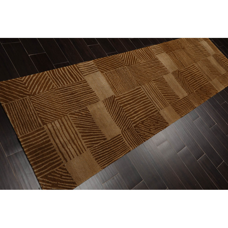Tapis oriental en laine et en soie noué à la main 3 po x 10 po Lapchi