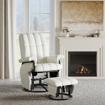 360°Swivel Glider Rocking Recliner Chair With Ottoman