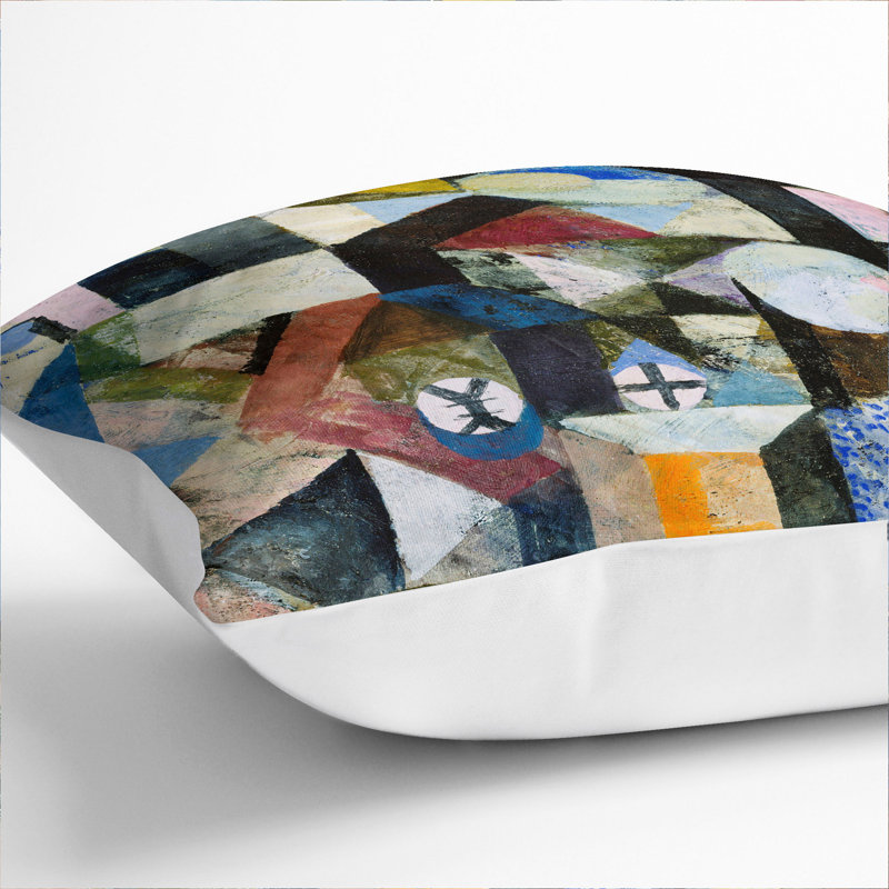 Yellow Half-Moon Square Throw Cushion, 40cm H x 40cm W x 15cm D, White
