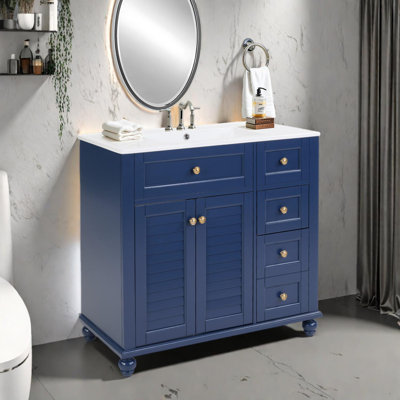 Meuble-lavabo avec lavabo en cÃ©ramique et tiroirs Ã  fermeture amortie