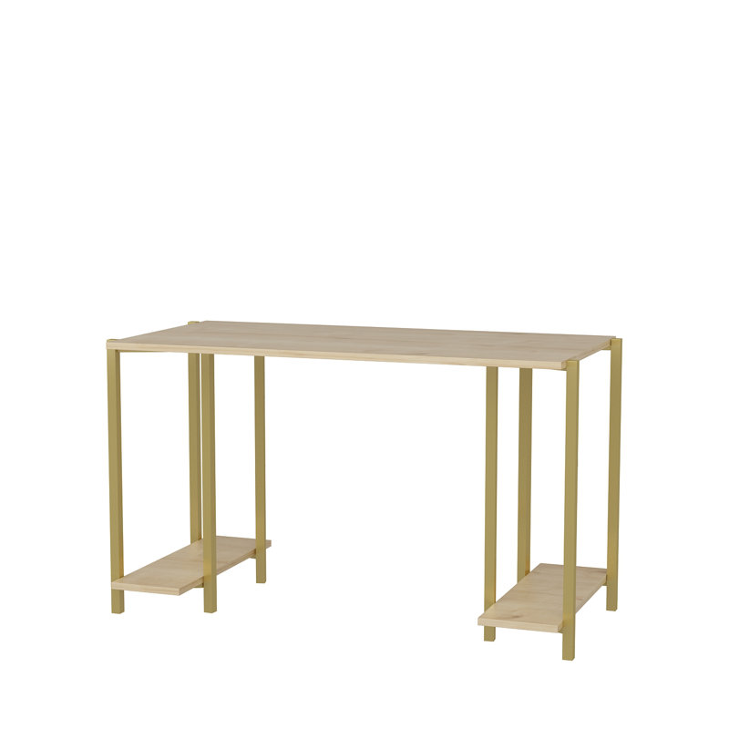 Academy Desk Metal Base Writing Desk, Oak/Gold
