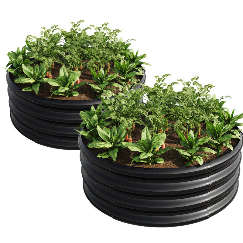 2Pcs W840116762 Metal Planter With - Coating For Herb And Flower Planting, Thickened Metal, Stable Base Galvanized Diy Succulent Garden, 110 Gal. Soil, Easy Installation
