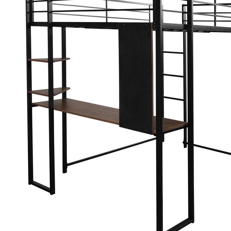 Bottesford Metal Loft Bed with Desk by Isabelle & Max, Black, Full
