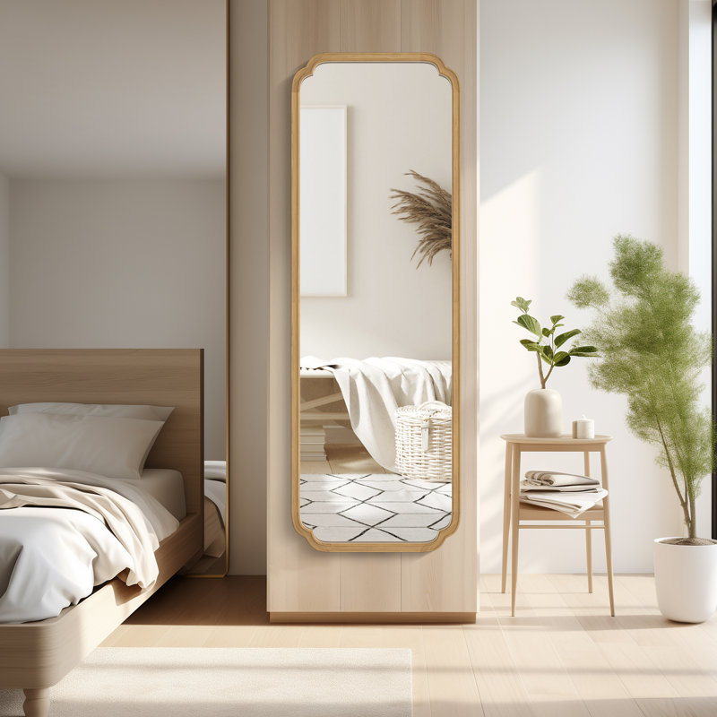 Mervine Full Length Wood Mirror, Natural Wood, 65" x 22"