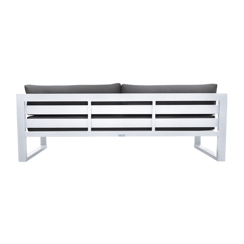 Ensemble d'extérieur 4 pièces Raylan avec finition gris foncé et coussins gris anthracite, Blanc