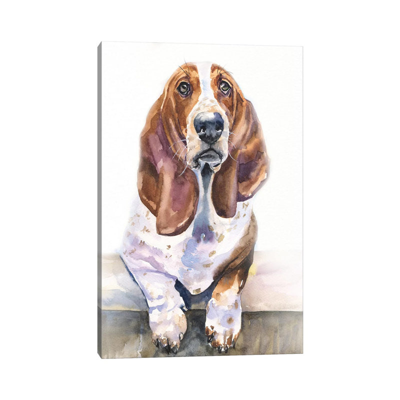 Basset Hound by George Dyachenko - Wrapped Canvas Painting, 20.32 cm H x 30.48 cm W