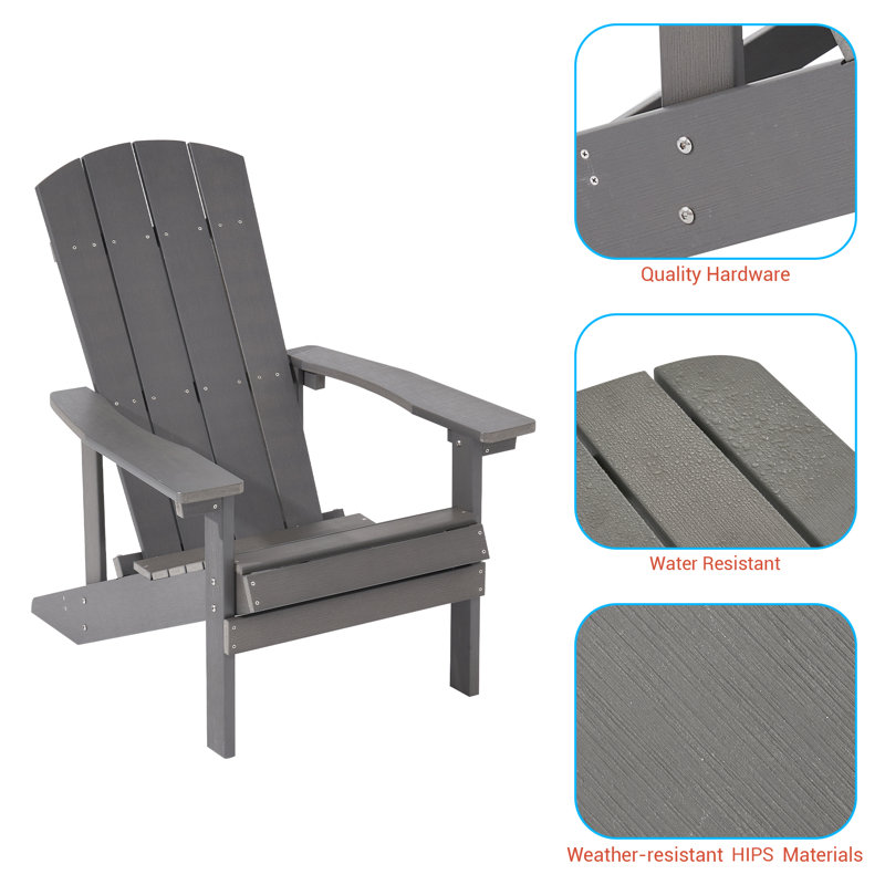 Chaise Adirondack en plastique Lall, Gris charbon