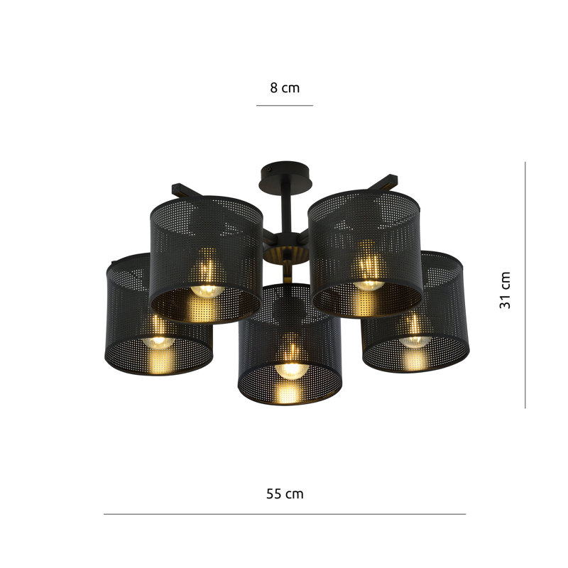 Gonsalez 4-Light 48cm Semi Flush Mount, Black/Gold, 24cm H x 50cm W x 50cm D