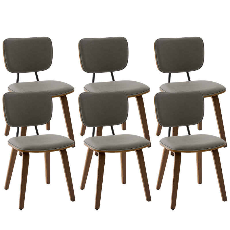 Chaise de salle à manger de style Mid-Century moderne 18,9 po, ensemble de 6, chaise d'appoint rembourrée avec coussin de siège rembourré et dossier incurvé