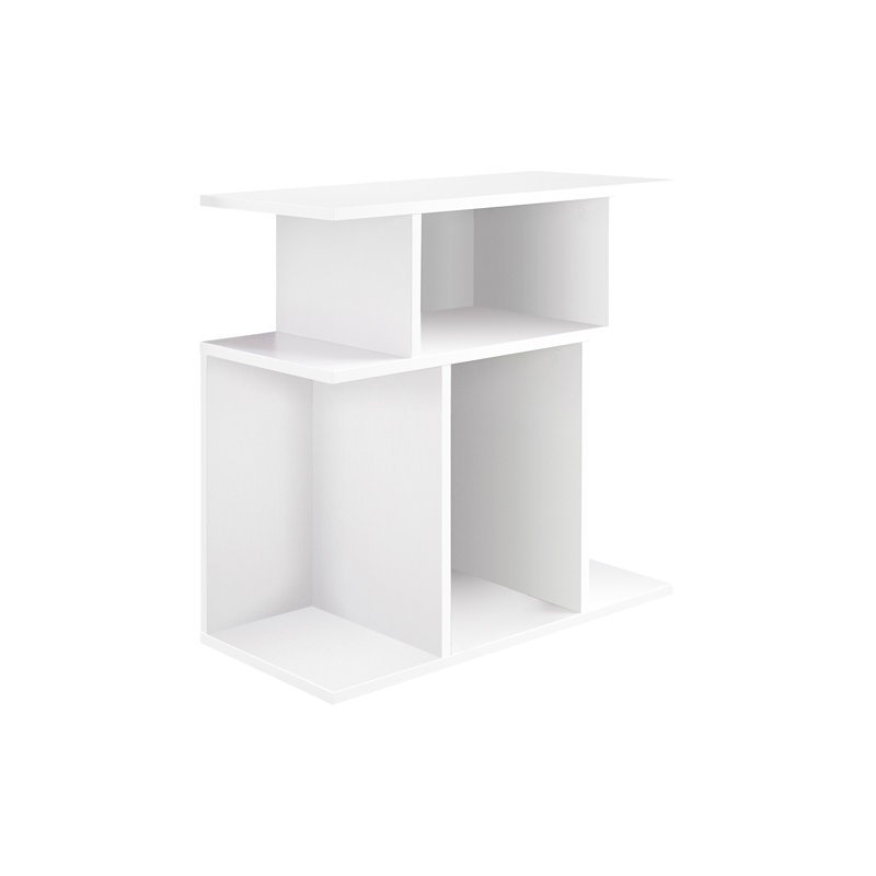 Table de chevet blanche en stratifié avec 6 tablettes ouvertes pour console de chambre à coucher, finition moderne