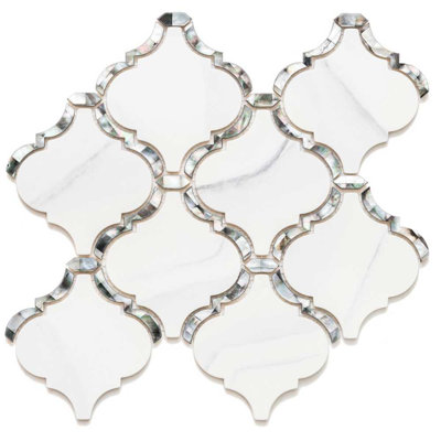  Carreau de mosaïque murale en verre satiné Tahitian Pearl 14 po x 14,5 po